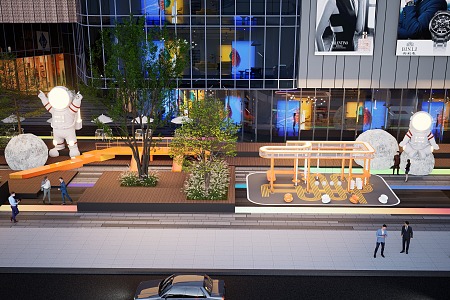 modern commercial street 3d model