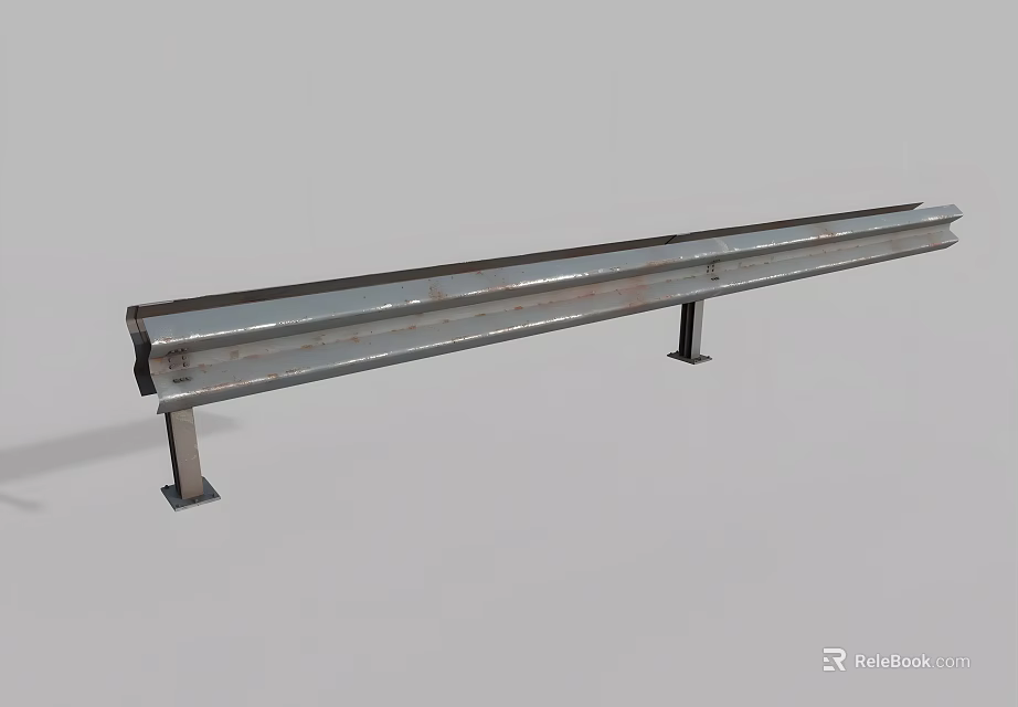 Road Safety Barrier With Metal Construction And Support Legs For Highways 3d model 