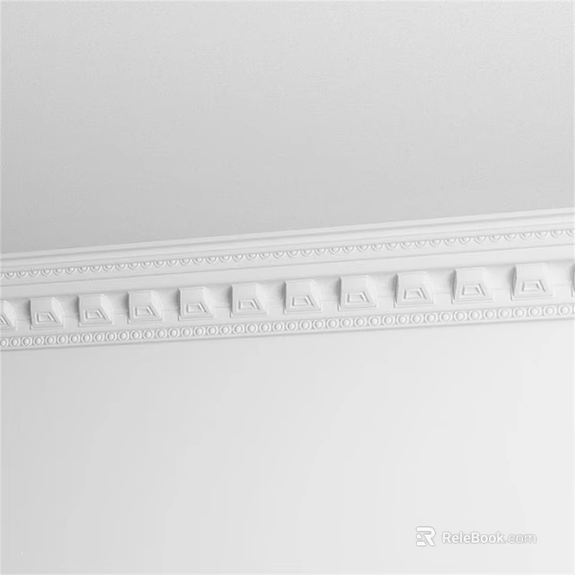 Classic Sculptural Carving Ceiling Trim With Intricate Patterns And White Plaster Decorative Design 3d model