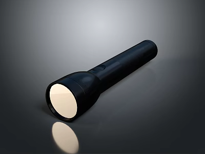 Black Portable Flashlight With White Light And Ergonomic Grip Design 3d model