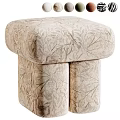 Modern Cream Boucle Upholstered Square Sofa Stool For Cozy Home Living Room Decor
