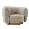 Light Gray Fabric Single Sofa With Round Design Wooden Base And Armrests 3d model