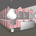Shopping Mall Store Featuring Glass Claw Machine Booths And Pink Dividers