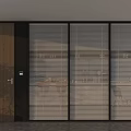 Modern Glass Partition With Wooden Door And Blinds For Office Space Design