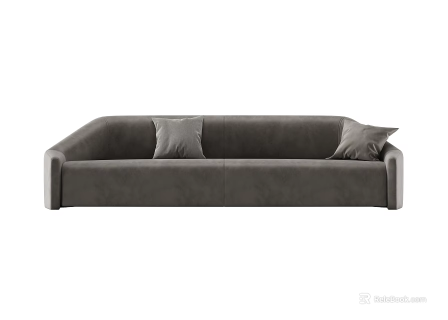 Modern Gray Multi Person Sofa With Soft Fabric And Decorative Pillows 3d model
