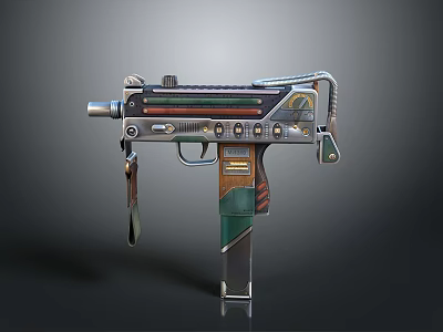 Futuristic Sci Fi Weapon Gun With Metallic Components Colorful Accents And Control Panel 3d model