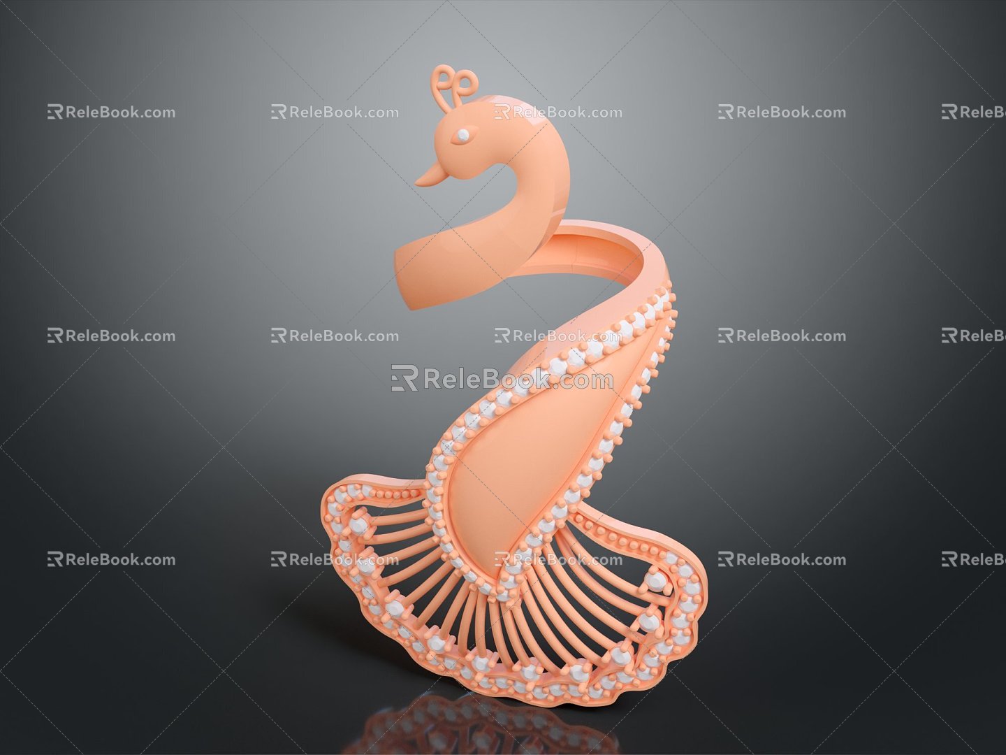 Modern Ring Peacock Ring Women's Ring Wedding Ring Ring Ring Gold Ring 3d model