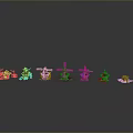 Wooden Animal Figurines Collection Arranged in Row on Gray Background
