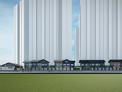 Modern Commercial Street With Stylish Shops Pedestrian Walkways And Green Landscapes 3d model