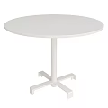 Round White Dining Table with Single Column Base and Cross Shaped Support 3d model