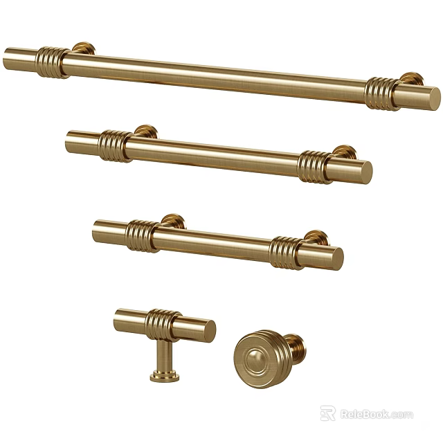 Sleek Brass Cabinet Handles With Decorative Details For Modern Drawer And Furniture Use 3d model 