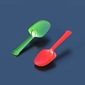 Two Colorful Plastic Spoons Green And Red For Kitchen Household Use