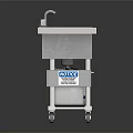 Mobile Double Basin Sink with Storage Containers and Wheels for Medical Use