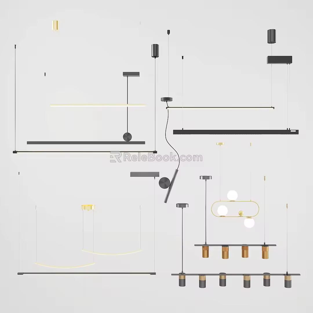 Single row chandelier line chandelier 3d model