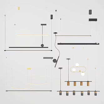 Single row chandelier line chandelier 3d model