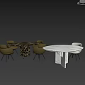 Minotti Dining Table and Chair Combination Dining Table Dining Chair Single Chair Tableware Ornaments 3d model
