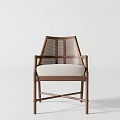 Modern Leisure Chair With Wooden Frame Woven Backrest And Padded Seat
