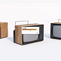 Vintage Televisions With Classic Brown And Black Retro Design