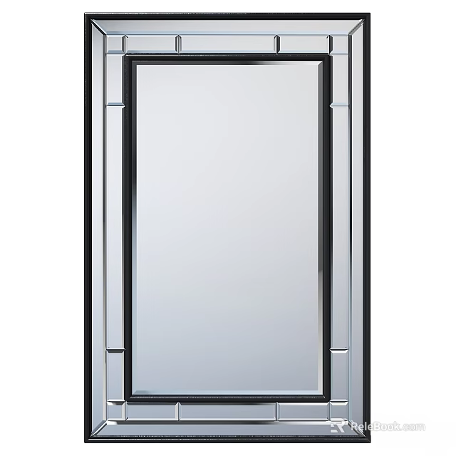 Modern Decorative Wall Mirror With Black Metal Frame And Sleek Design For Home Interior Decor 3d model 