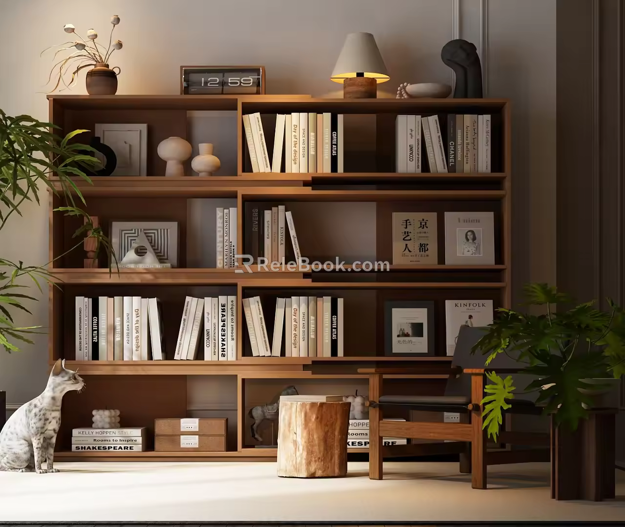 Modern Middle Ancient Bookcase Modern Bookcase Middle Ancient Bookcase 3d model