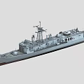 Gray Military Warship 3D Model With Deck Mast And Radar Equipment