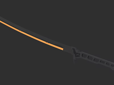 Black Handle Long Sword With Orange Blade And Modern Design 3d model