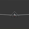 Gray Unmanned Aerial Drone With Long Wings Green Markers And Surveillance Body