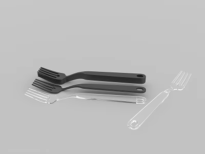 Essential Black and Transparent Forks Utensil Set For Home Kitchen Dining Use 3d model