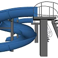 Fun Blue Spiral Playground Slides With Metal Stairs For Kids Outdoor