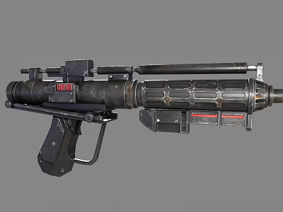 Futuristic Sci Fi Gun With Long Barrel Scope Grip And Red Indicator Lights 3d model