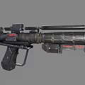 Futuristic Sci Fi Gun With Long Barrel Scope Grip And Red Indicator Lights