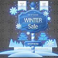 End of Season Winter Sale Promotion With Snowflakes And Shop Now Button