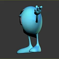 Blue Cartoon Game And Movie Character With Happy Smile And Open Arms