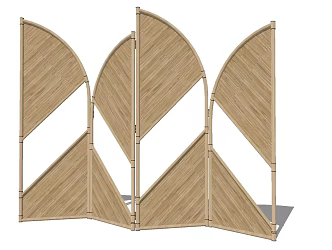Style Solid Wood Screen Partition Bamboo Screen Folding Raped 3d model