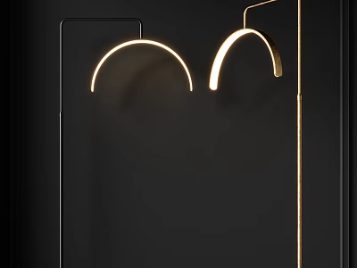 Modern Arc Floor Lamp With Gold Black Finish For Contemporary Interior Decor 3d model