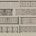 Various Decorative Iron Railings Featuring Ornate Scroll And Floral Patterns