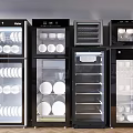 Modern Black Kitchen Appliances With Glass Door Storage And Dinnerware