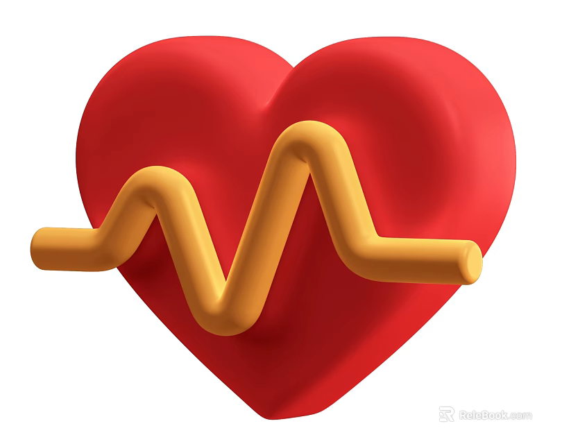 Decorative Ornament Set with Red Heart Shape and Yellow Wave Line for Home Decoration 3d model 