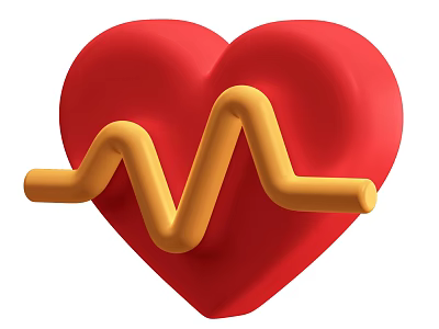 Decorative Ornament Set with Red Heart Shape and Yellow Wave Line for Home Decoration 3d model