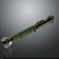 Green 3D Model Military Missile Weapon With Tubular Structure And Red Labeled Parts