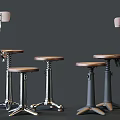 Modern Bar Stools With Adjustable Metal Base And Wooden Seat Design
