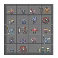 Diverse Game Character Action Figures In Grid Display Shelf Collection 3d model