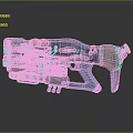 Futuristic Weapon With Detailed Mechanical Design And Electronic Components In Metallic Blue Red Accents