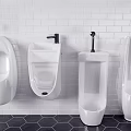 Modern Wall Mounted Urinals In Bathroom With Different Designs And Tile Background