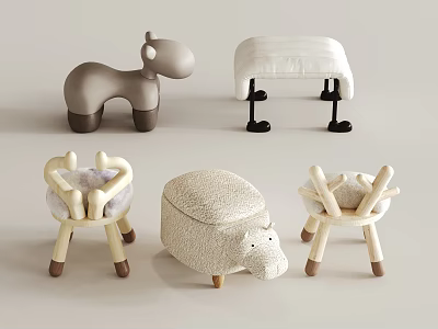 Children's Sofa Stool Leisure Chair Fabric Chair Animal Children's Chair 3d model