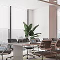 Modern Conference Room Interior Design Featuring Conference Table Chairs Green Plant And Windows