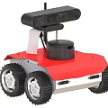 Smart Robot With Camera System Red Base And Mobile Wheels Design 3d model