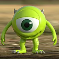 Green One Eyed Monster Movie Character With Friendly Appearance And Small Horns