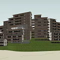 Ancient Traditional Architecture Multi storey Building on Green Hillside with Grassland