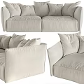 Modern Beige Fabric Sofa With Comfortable Pillows And Soft Cushioned Design 3d model